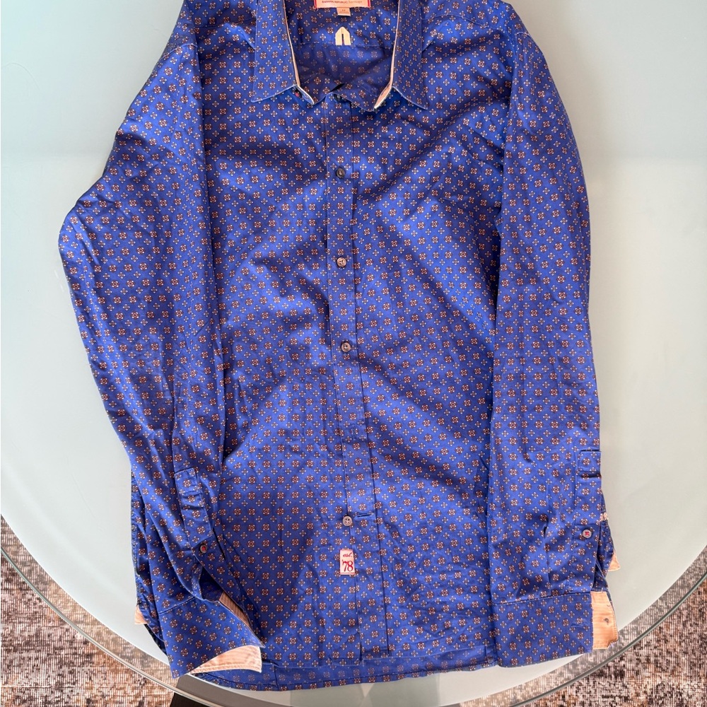 Banana Republic Blue and Orange Patterned Shirt
